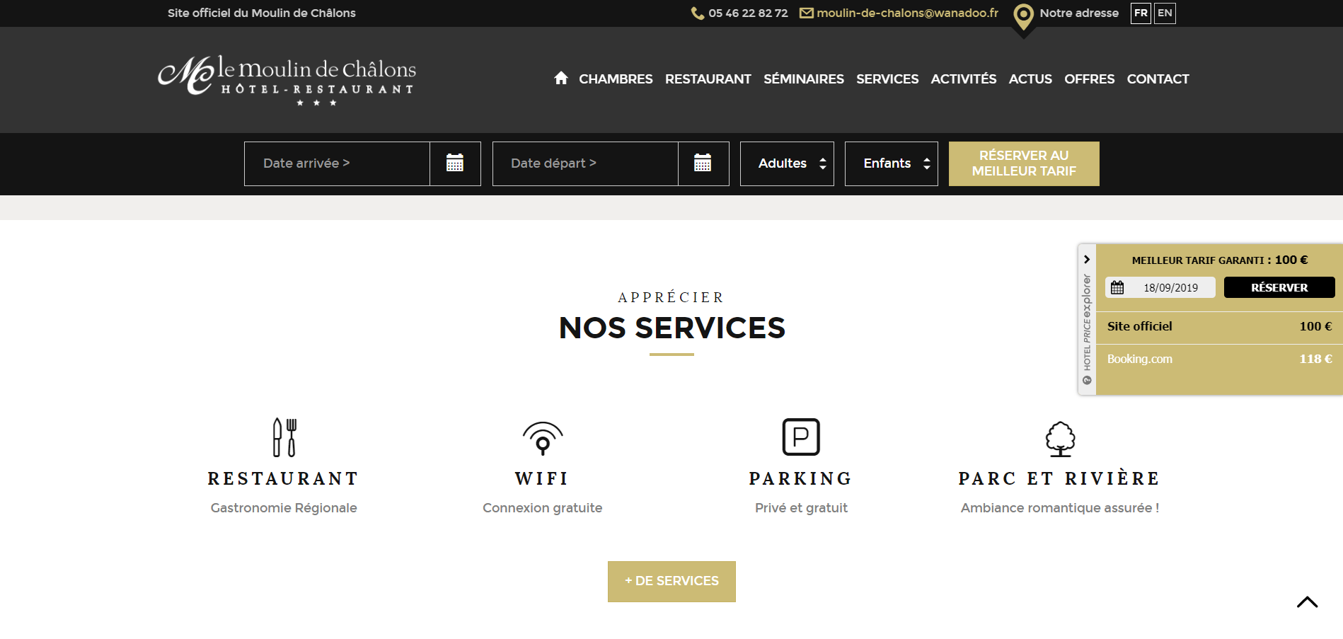 integration du widget hotel price explorer sur le site web d'un hôtel par Eskale