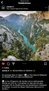 Post Instagram destination de rêve